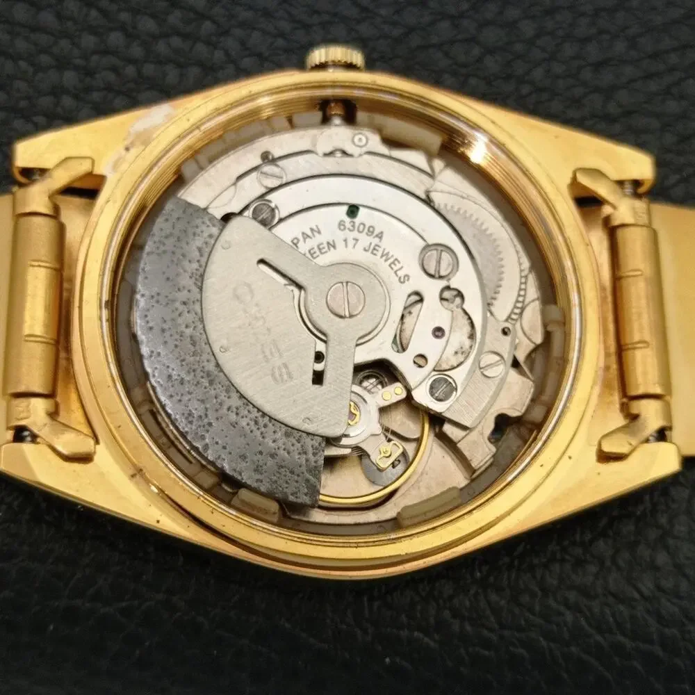 Vintage 1976 Seiko Automatic Mens Gold Watch W/daydate & Gold accents